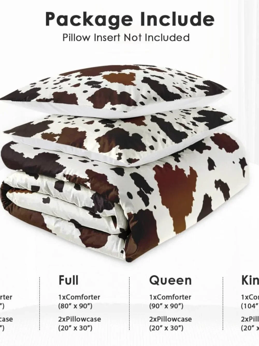 Queen Comforter Set, 3 Pieces Cowhide Cow Bedding, All Season | Western Farmhous